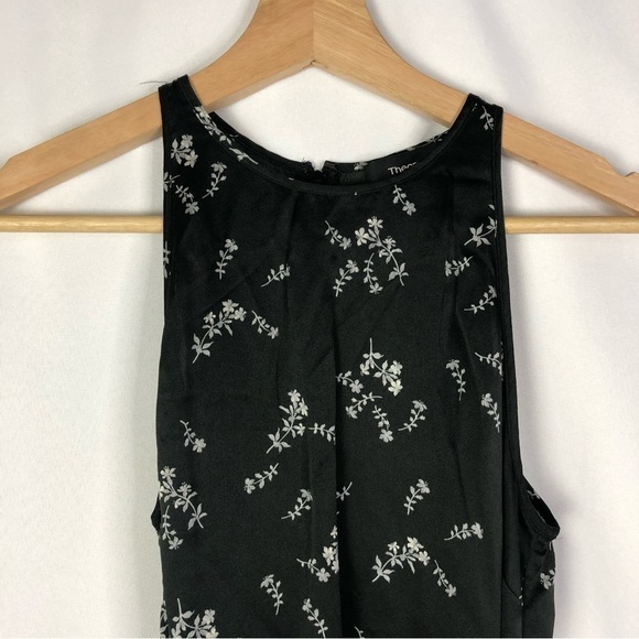 Theory Black City Drape Floral Perfect Tie Top Silk Tank Top S - Picture 3 of 3
